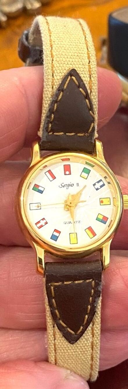 VTG Women's 23mm Gold Tone Sergio II Watch, Never Worn,IOB, Faceted Crystal